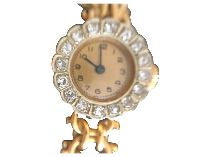 No Brand Relógio vintage de ouro e diamantes Dourado Ouro amarelo  ref.183761