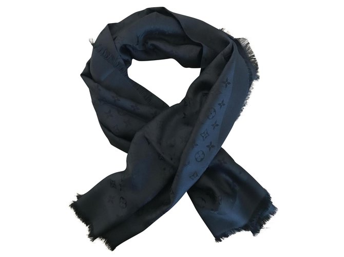 Black Louis Vuitton shawl Silk Wool  ref.183789