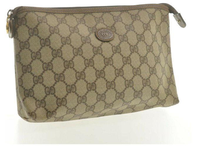 Gucci Leather Pouch Beige  ref.183863