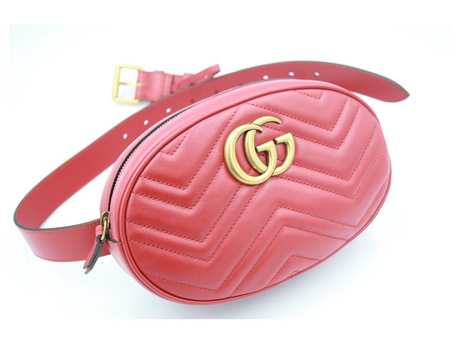 Marmont Gucci Belt Bag Red Leather  ref.183936