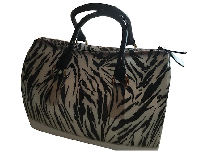 Bolso Furla Candy Negro Estampado Cebra