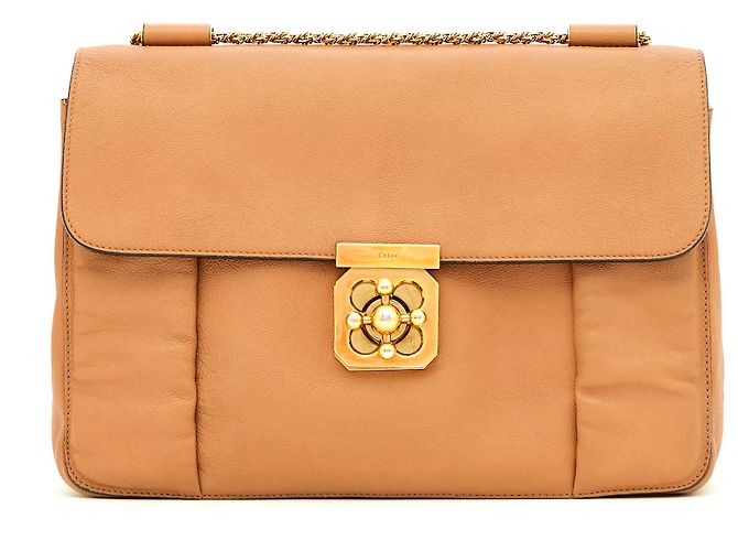 Bolsa de mão Chloé Elsie GM em couro bege