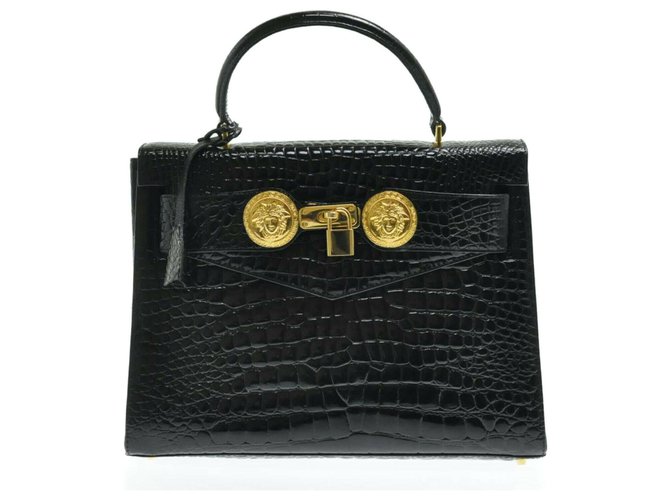 Versace Hand Bag Black Leather  ref.184016