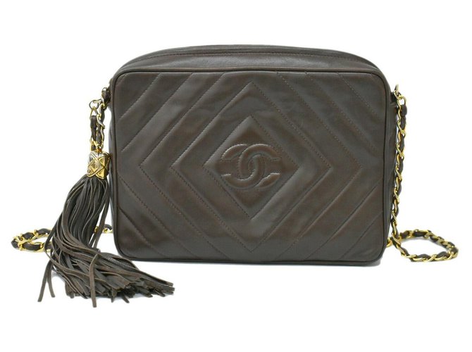 Chanel Chain Shoulder Bag Brown Leather  ref.184031