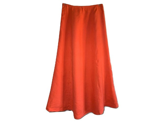 120% LINO Long skirt Coral Linen  ref.184106