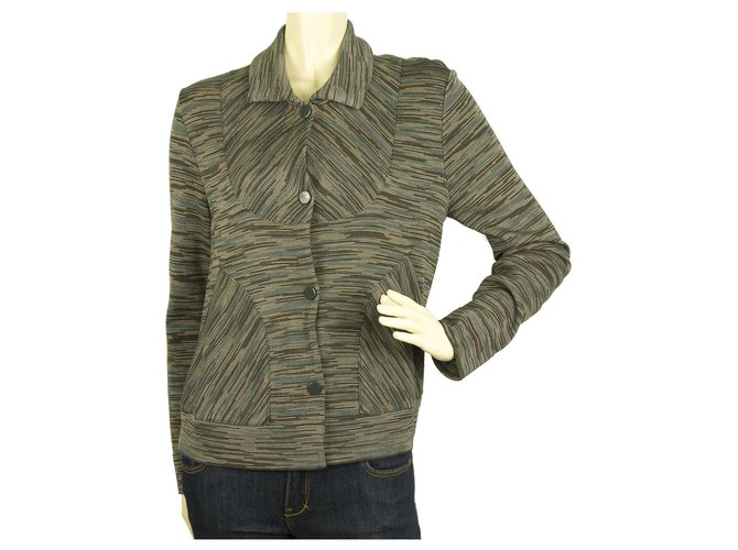 M Missoni MISSONI Cardigan giacca in lana con bottoni automatici grigio sfumato Cardi taglia IT 44 Multicolore  ref.184129