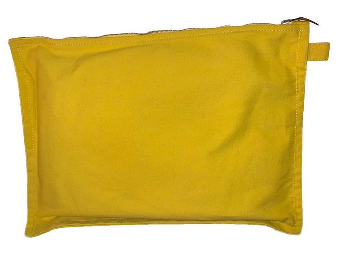 Hermès Sacos de embreagem Amarelo Algodão  ref.184145