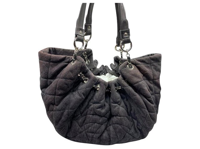 Chanel Handbags Grey Denim  ref.184151