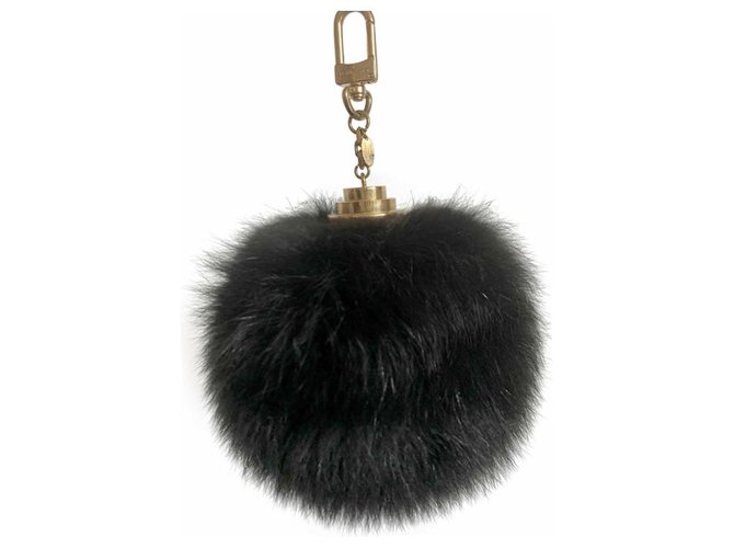Louis Vuitton Fuzzy Bubble preto Fox Fur Charme Raposa  ref.184180