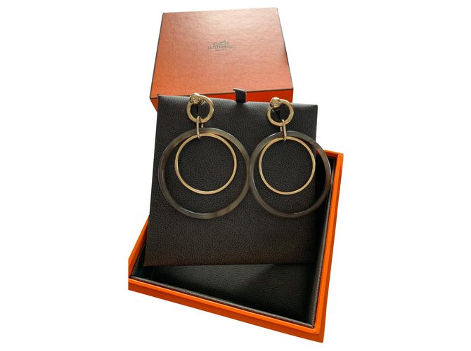 Hermès Amulets duo earrings Caramel  ref.184189