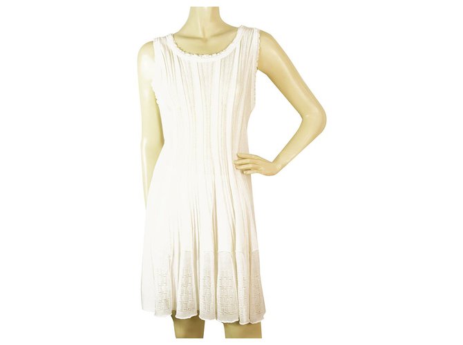 Missoni Off White gestrickt Ärmelloses Mini über dem Knie Viskose Kleid IT-Größe 42 Weiß  ref.184198