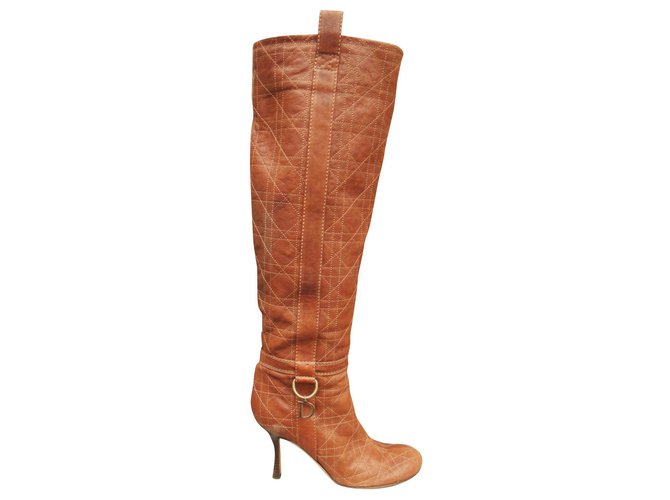 Dior p heeled boots 36,5 Light brown Leather  ref.184203