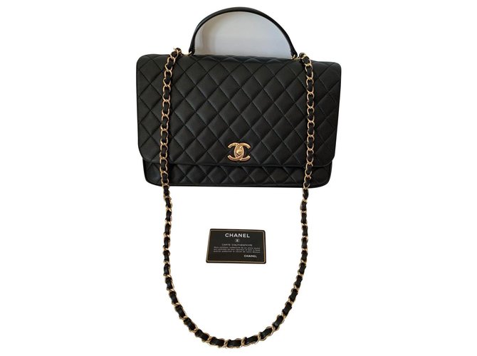 Chanel Black Leather  ref.184228
