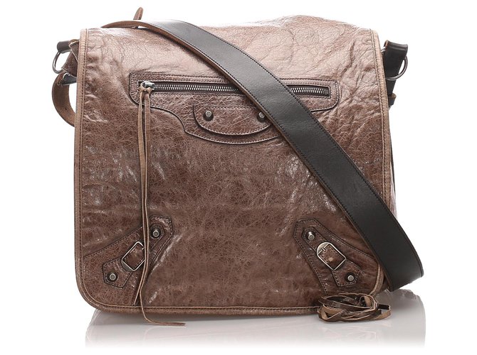 Balenciaga Brown Motocross Classic Besace Messenger Bag Leather Pony-style calfskin  ref.184309