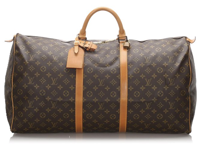Louis Vuitton Brown Monogram Keepall 60 Leather Cloth  ref.184318