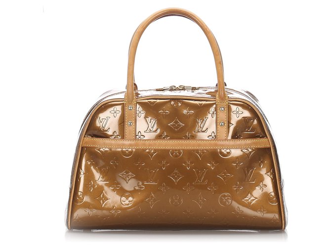 Louis Vuitton Brown Vernis Tompkins Square Bronze Leather Patent leather  ref.184326