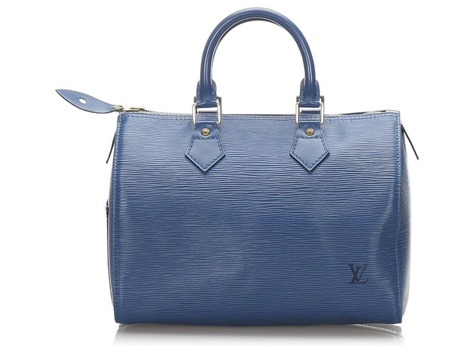 Louis Vuitton Blue Epi Speedy 25 Azul Couro  ref.184328