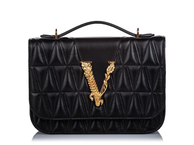 Versace Black Virtus Top Handle Bag Versace