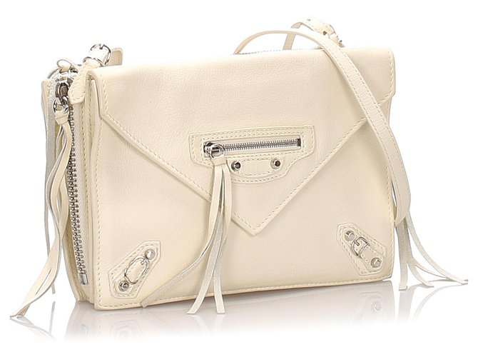 Balenciaga White Envelope Bag Leather Pony-style calfskin ref.184355 - Joli Closet