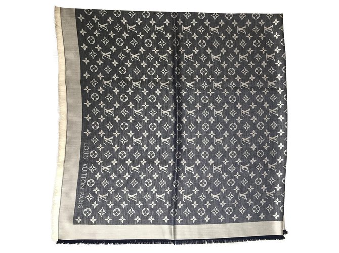Blue Louis Vuitton Denim shawl Silk Wool  ref.184395