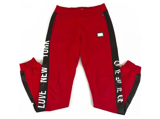 Philipp Plein Philpp Plein junior Pantalones de chándal rojo y negro para niños 12-13 años Roja Algodón  ref.184400