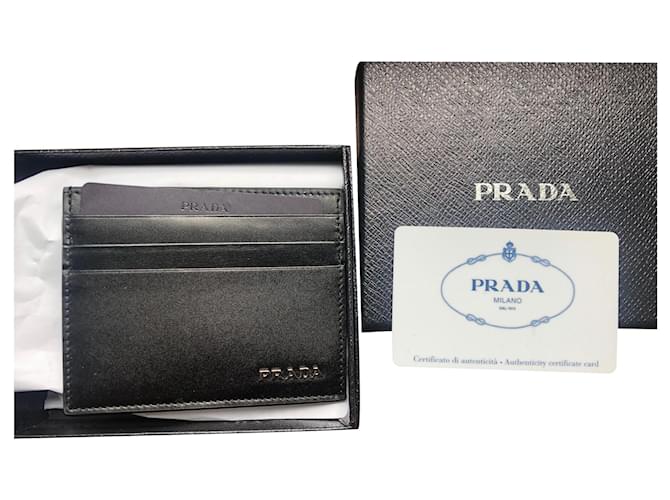 Prada card wallet new Black Leather  ref.184412