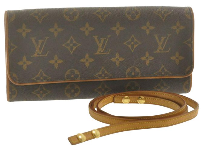 Louis Vuitton Pochette gêmeo Marrom Lona  ref.184472