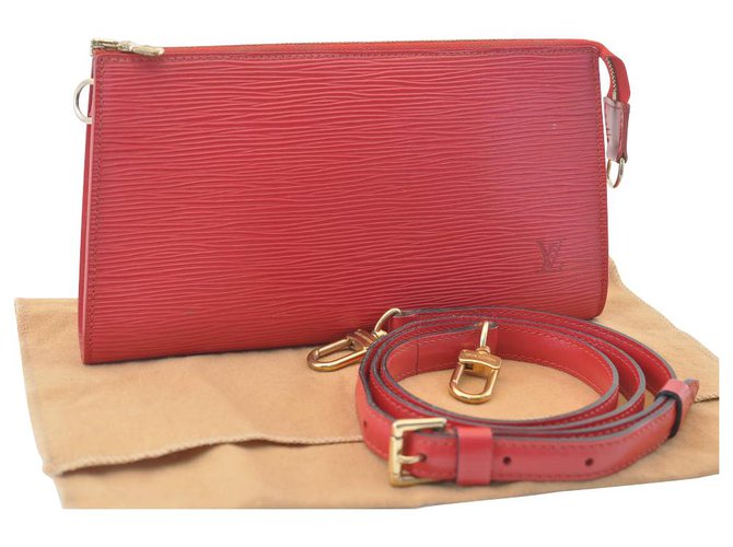 Accesorios de Louis Vuitton Pochette Roja Cuero  ref.184478