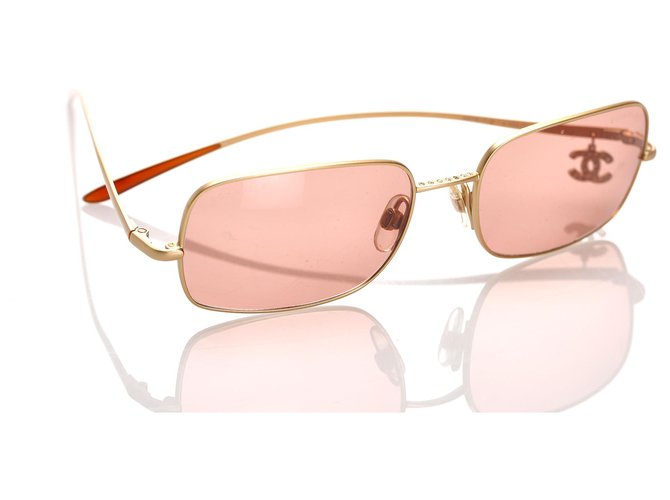 Chanel Pink Strass CC Sonnenbrille Metall  ref.184514