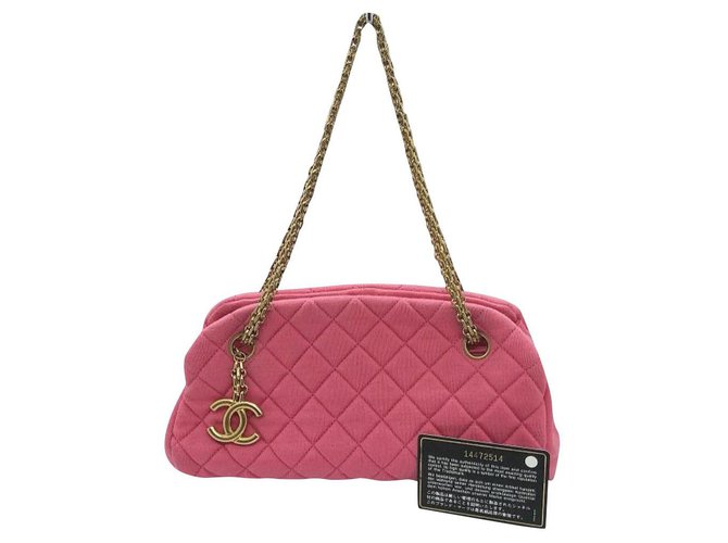 Sac bandoulière Chanel Mademoiselle rose Toile  ref.184555