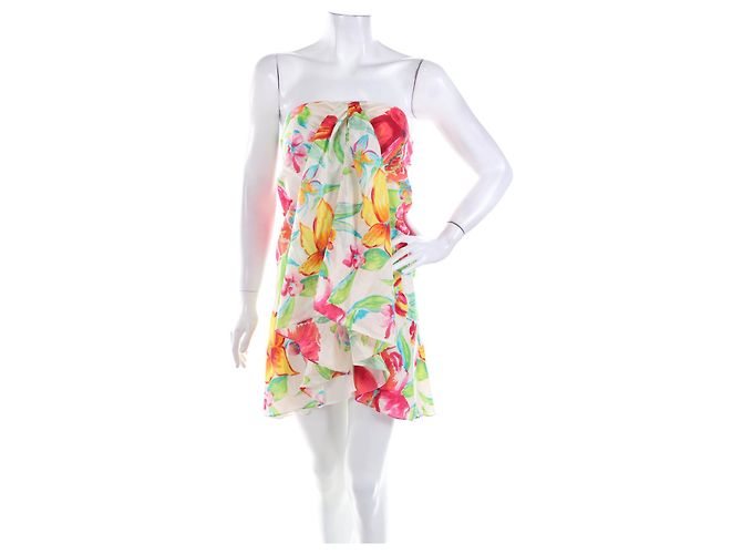 Vestido de seda floral Ralph Lauren Multicor