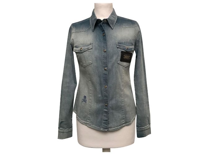 Camisa Philipp Plein de denim azul