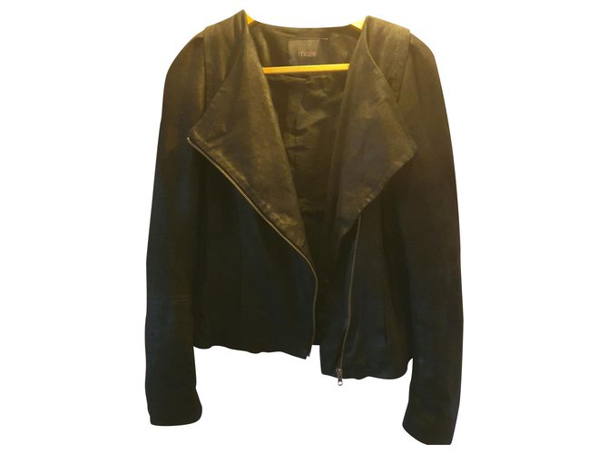 Maje Biker jackets Black Leather  ref.184604