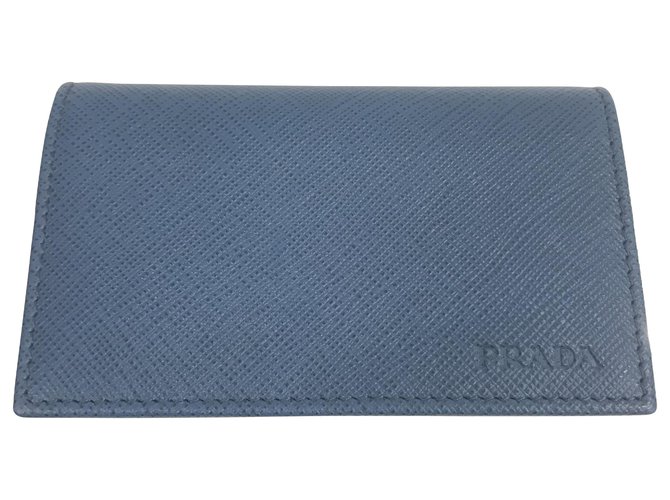PRADA wallet Blue Leather  ref.184645