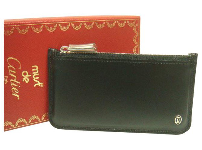 Cartier Coin Case Black Leather  ref.184654
