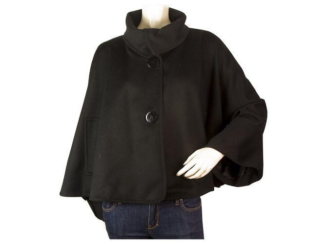 Stella Mc Cartney Stella McCartney Black Wool Cashmere Modern Cut Cape Jacket Coat size 38  ref.184732