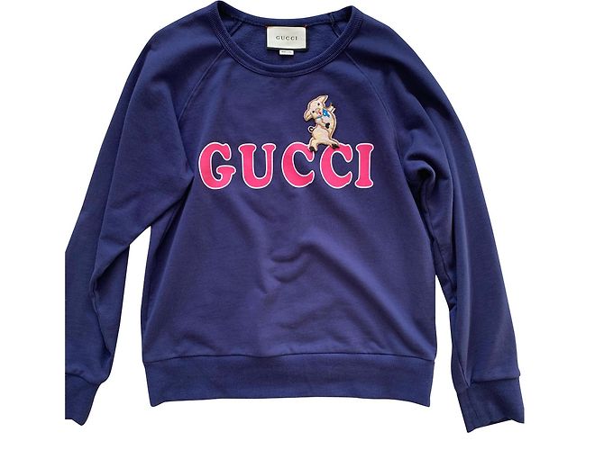 Felpa con cappuccio Gucci blu in cotone Taglia L