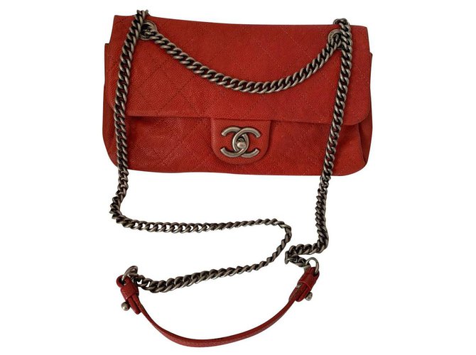 Timeless Chanel Red Leather  ref.184784