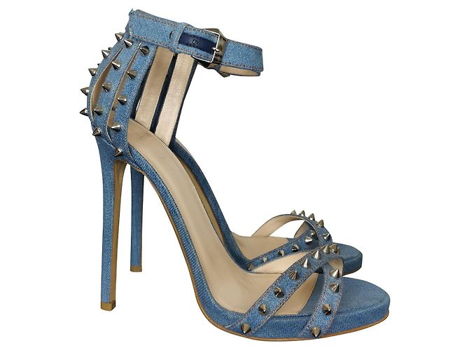 Philippe Plein Nieten Sandalen Denim Hellblau 38