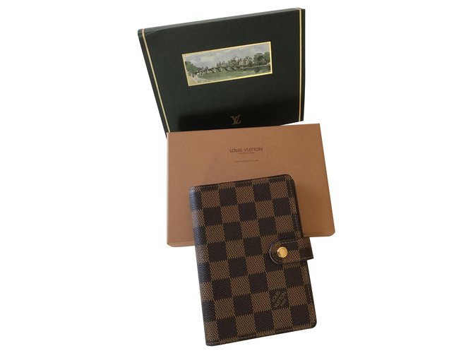 New Louis Vuitton PM checkered agenda Dark brown Cloth  ref.184851