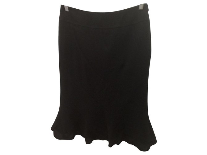 Escada Skirt with flounce Black Wool  ref.184858
