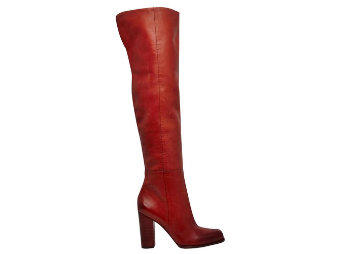 Sam Edelman Leather Cuissardes in Rusty Red. Never worn. Cuir Rouge  ref.184878