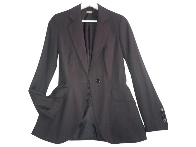 Zara Jaqueta belamente costurada em cinza antracite macio com riscas finas. Poliéster Viscose  ref.185027