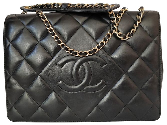 Chanel Borsa a tracolla nera Nero Pelle