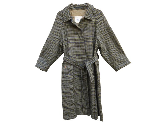 Burberry manteau femme Burbery vintage en pur lambswool t 40 Laine Vert  ref.185035