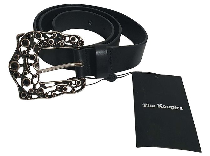 Cinturón de cuero negro The Kooples Talla S