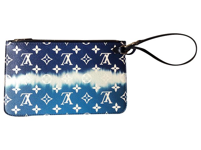 Neverfull Louis Vuitton Embrague azul monograma LV