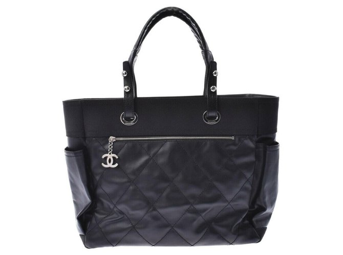 Chanel Vintage Tote Bag Black Leather  ref.185144