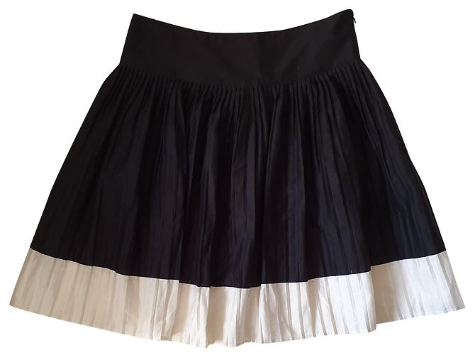 Jupe plissée Ralph Lauren noir et blanc en coton