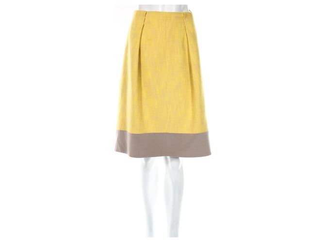 Falda Carven de algodón gris y amarilla Amarillo
